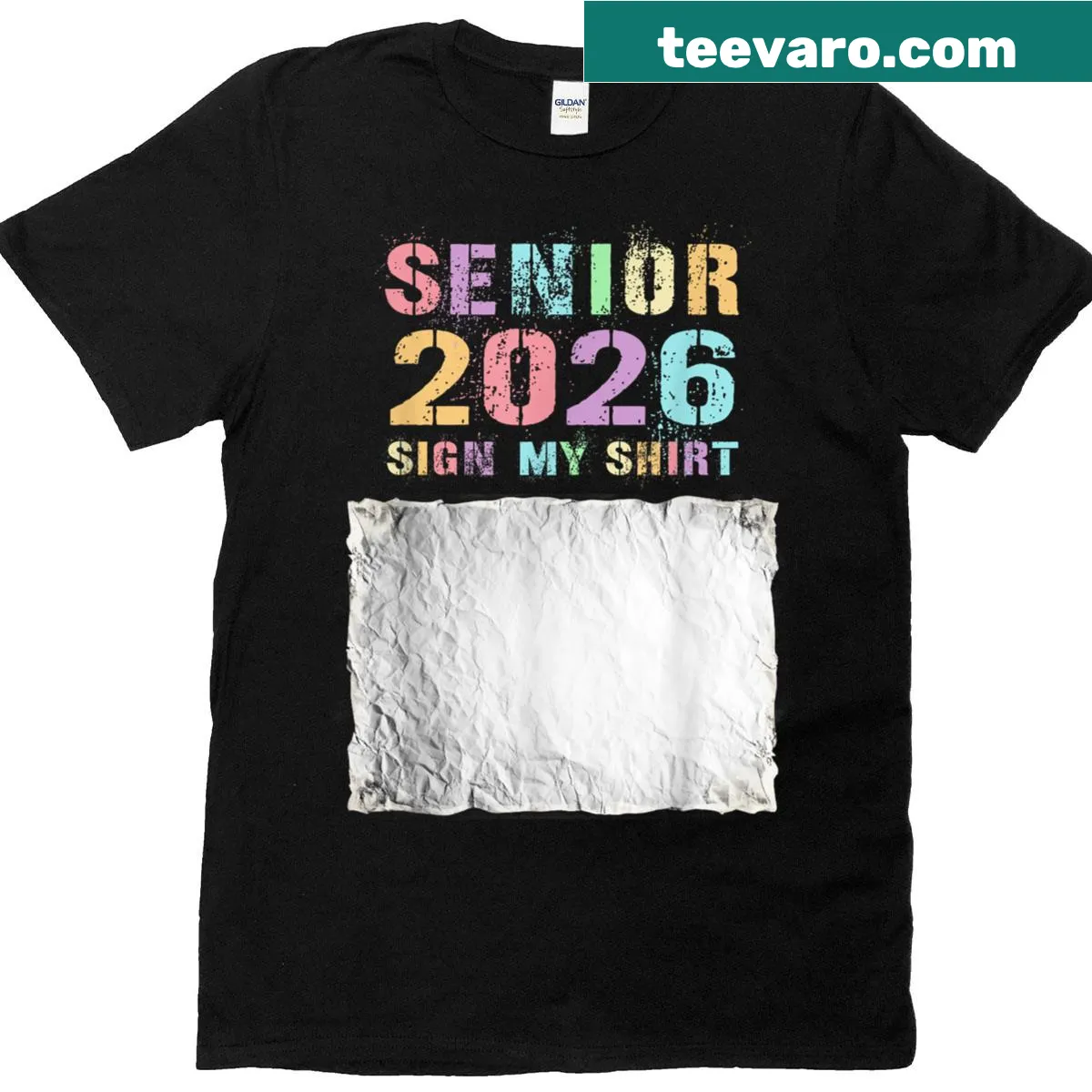 Retro senior graduation T-shirt with 'Almost There' text for signing — on a men's t-shirt