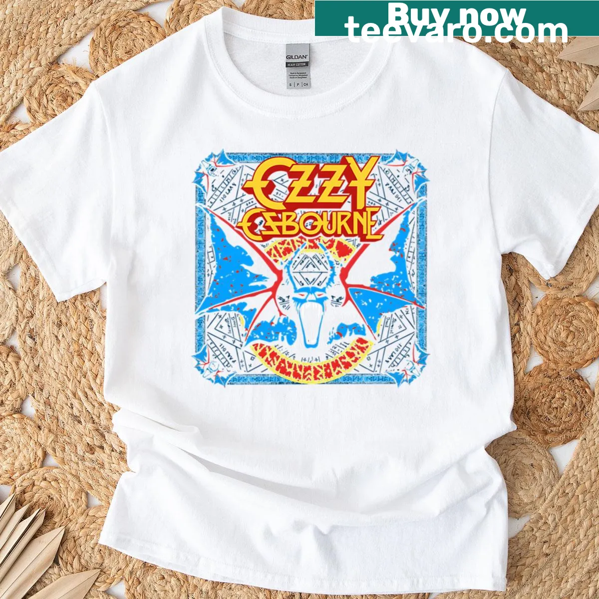 Retro Ozzy Osbourne T-shirt with a legendary band aesthetic design. — on a men's t-shirt