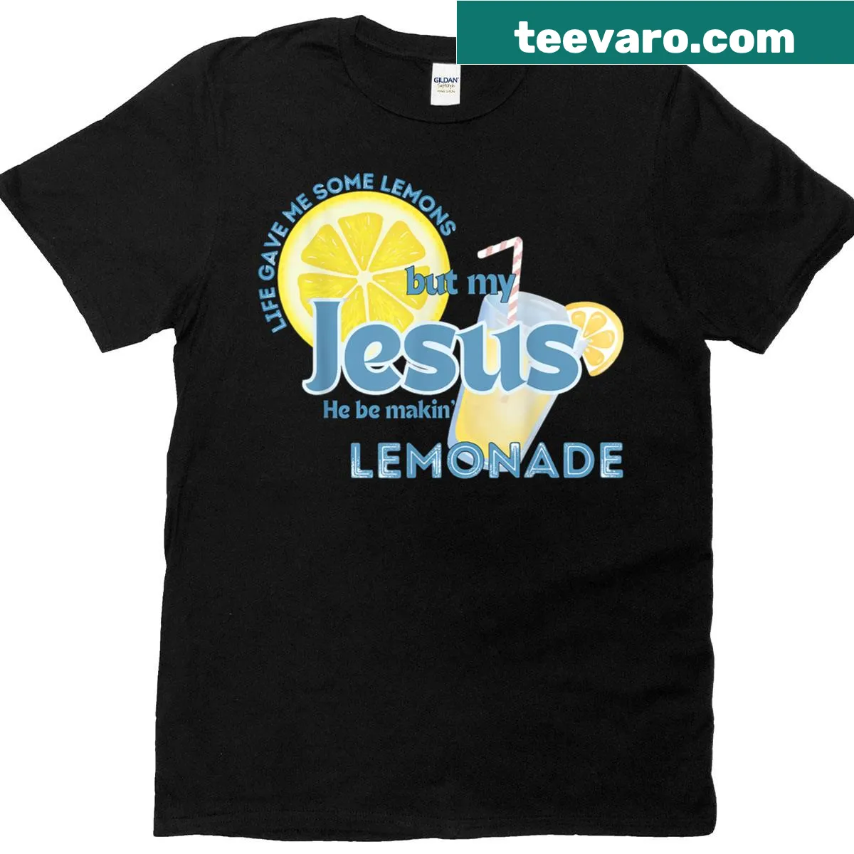 Inspirational typography T-shirt with lemons and lemonade theme — on a men's t-shirt