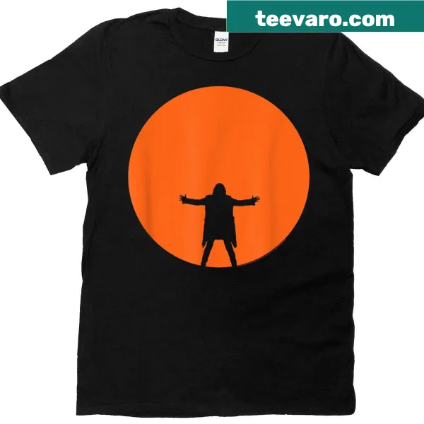 Concert-themed t-shirt featuring an orange moon illustration
