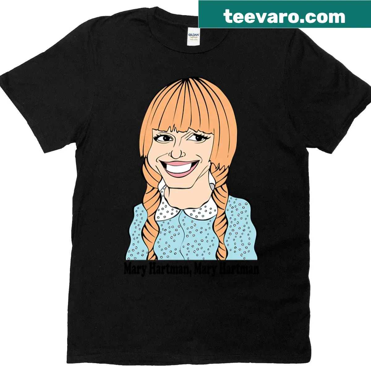 Fan art T-shirt featuring Mary Hartman in a humorous design — on a men's t-shirt