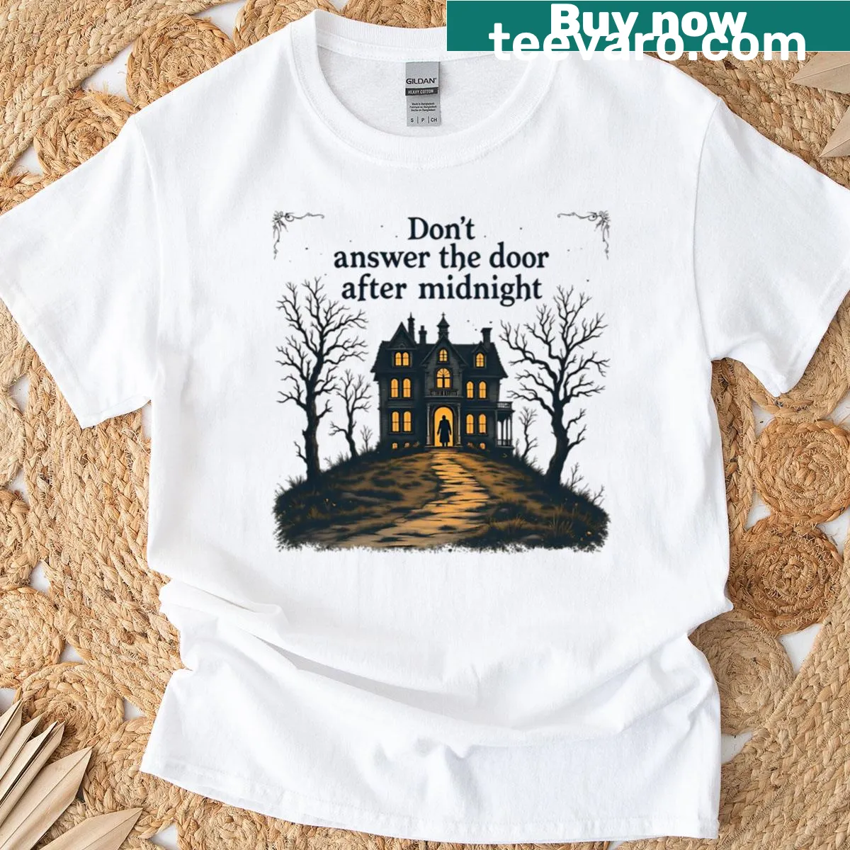 Cartoon graphic of spooky creatures on an oversized t-shirt — on a men's t-shirt