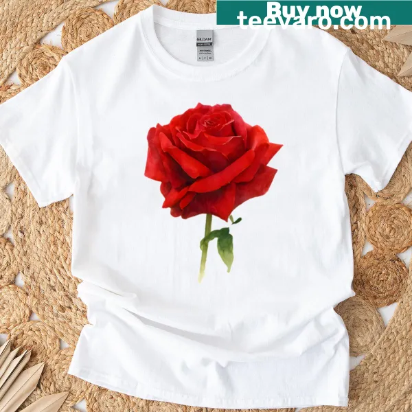Illustration of Mister Lincoln rose on a T-shirt
