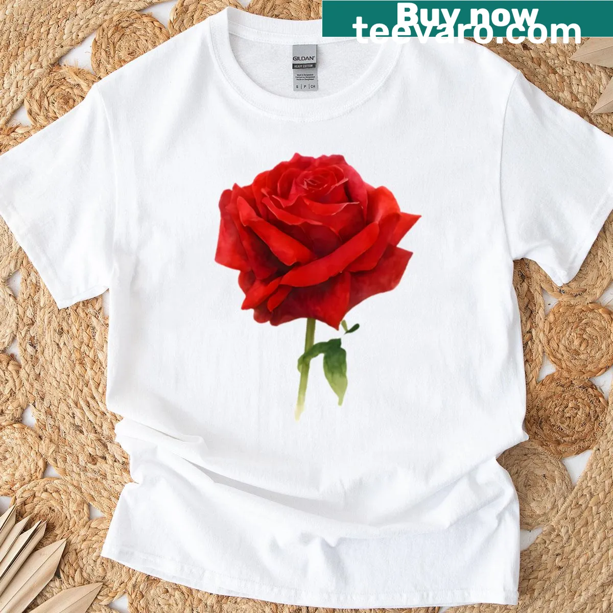Illustration of Mister Lincoln rose on a T-shirt — on a men's t-shirt