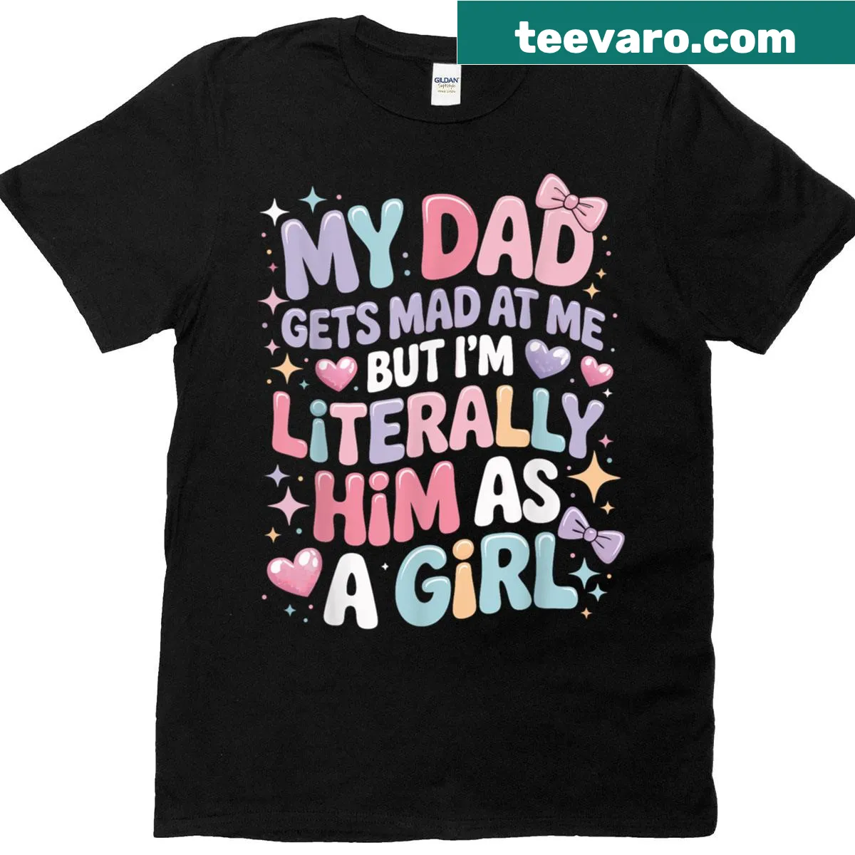 Funny t-shirt with the phrase about daughters resembling their fathers — on a men's t-shirt