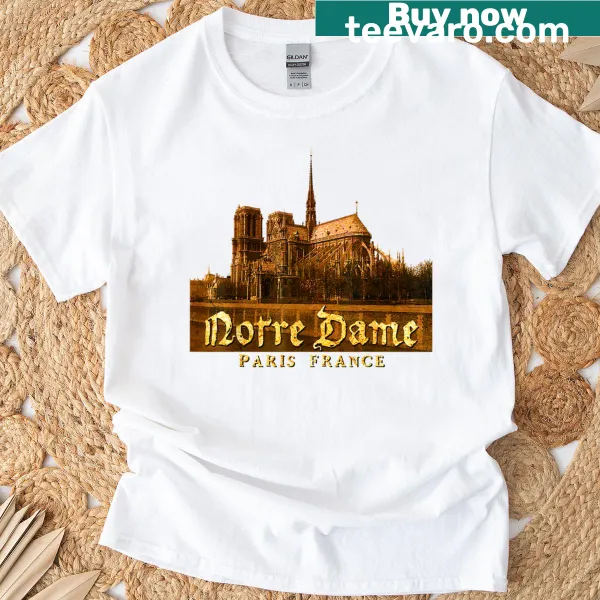 Illustration of Notre Dame Cathedral on a t-shirt