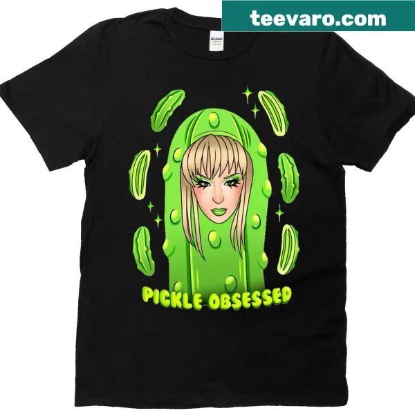 Cartoon pickle t-shirt with a humorous design for pickle lovers