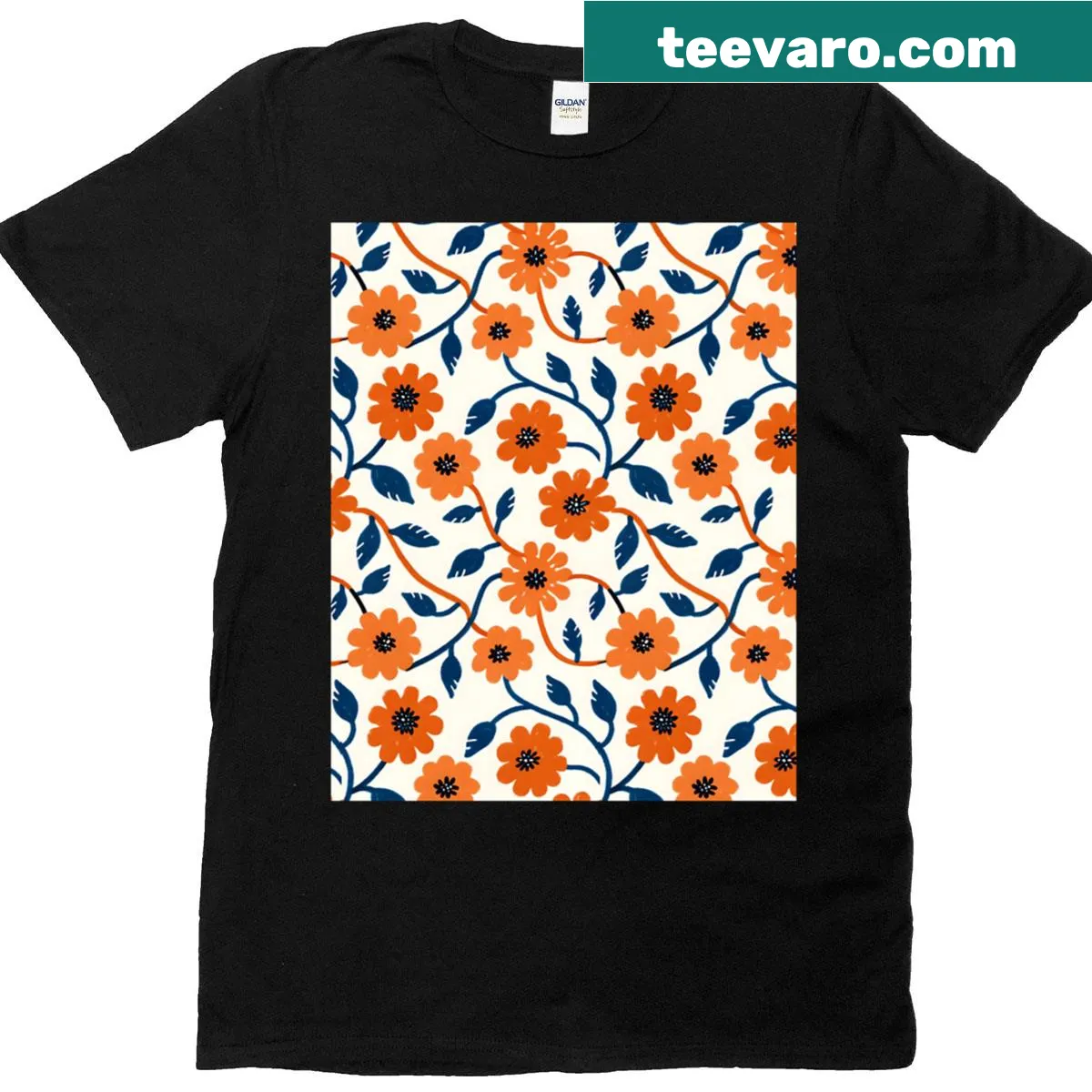 Folk art floral graphic on a shirt — on a men's t-shirt
