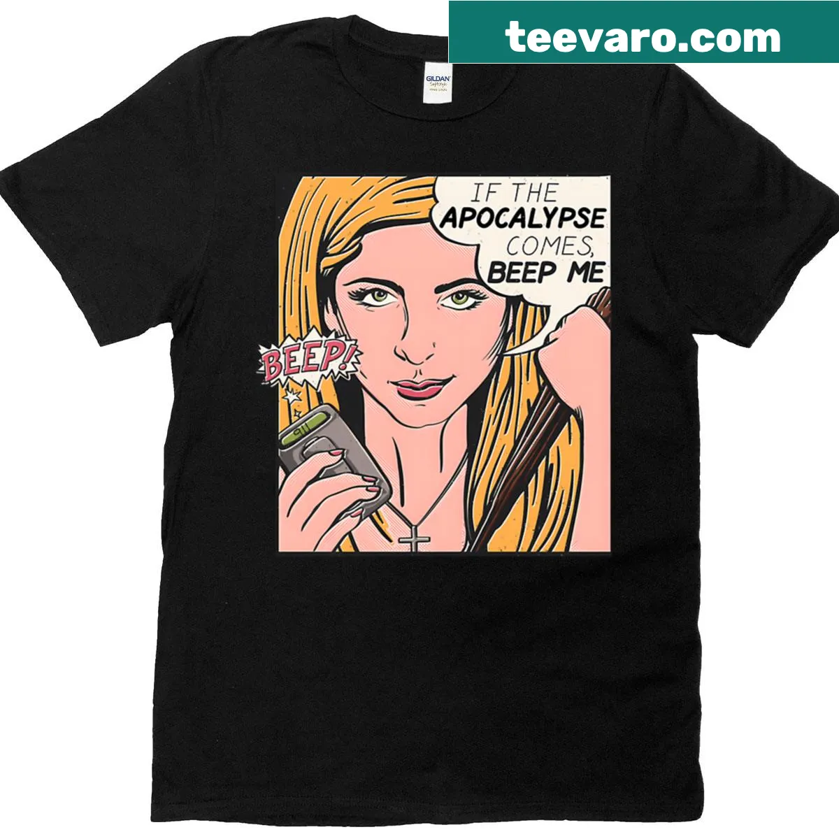 Pop Art Slayer T-shirt with bold band graphics — on a men's t-shirt