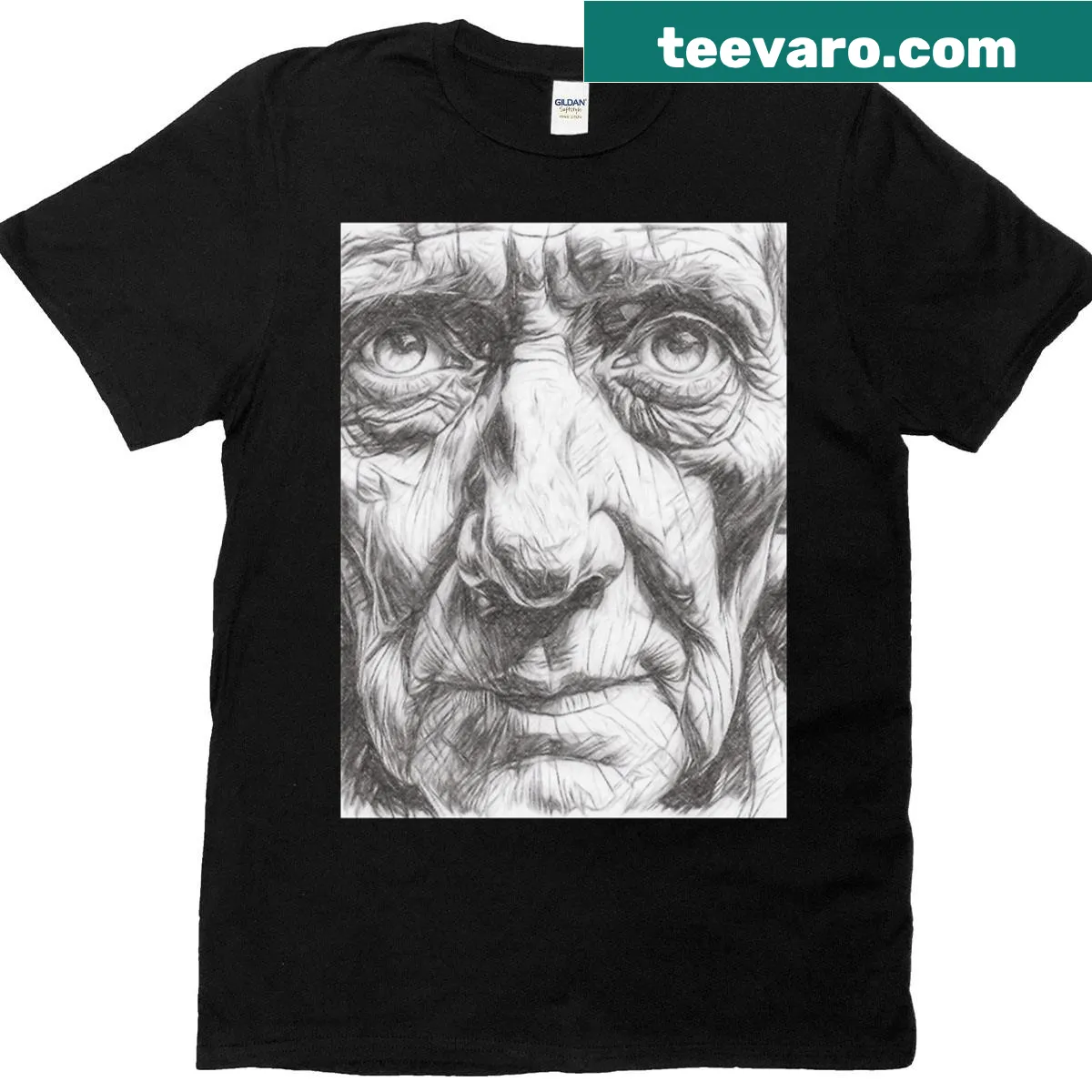 T-shirt featuring a beautifully illustrated pencil sketch design — on a men's t-shirt