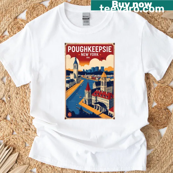 Vintage travel t-shirt featuring Poughkeepsie, New York design from the 1950s.
