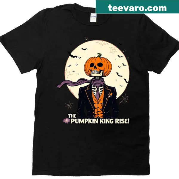 Vintage distressed Pumpkin King skeleton t-shirt design