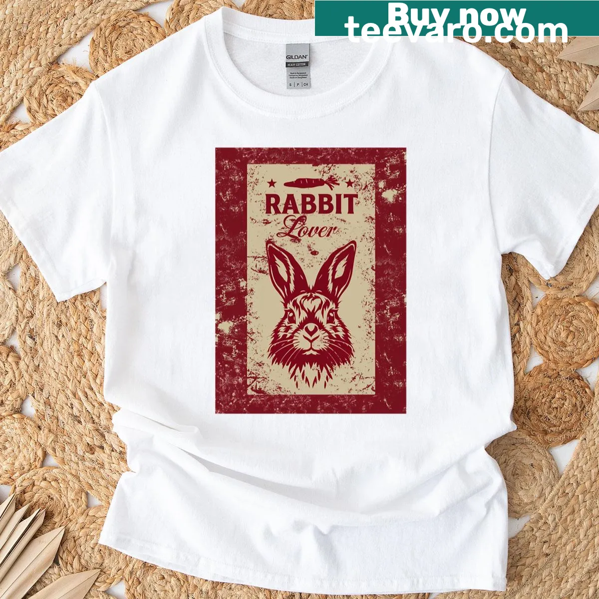 Retro bunny design on an oversized Rabbit Lover T-shirt. — on a men's t-shirt