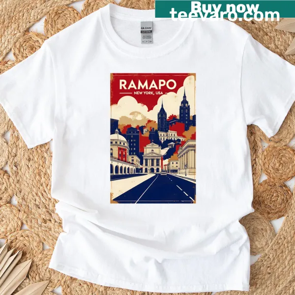 Vintage travel graphic of Ramapo, New York on a t-shirt