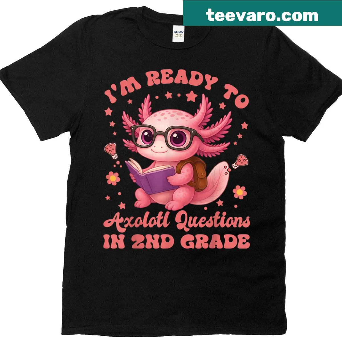 Playful axolotl design for kids' first day of school T-shirt. — on a men's t-shirt