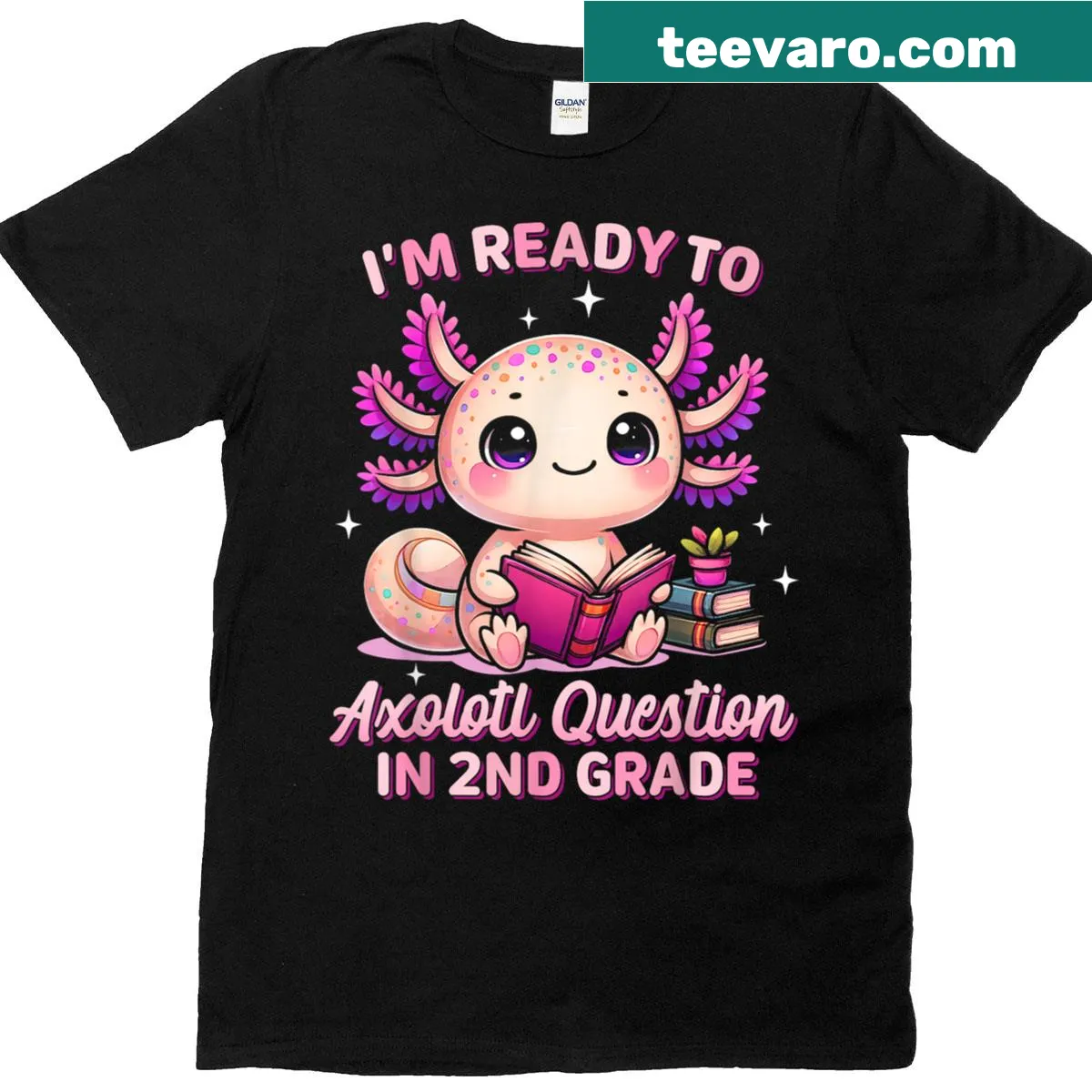 Kids t-shirt featuring an axolotl design for 2nd graders — on a men's t-shirt