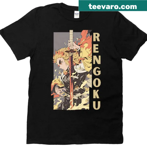 Illustration of Rengoku, the Flame Hashira, on a T-shirt