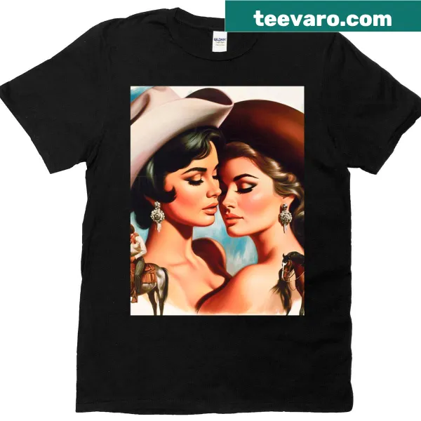 Oversized Retro Cowgirls Love t-shirt with fun typography