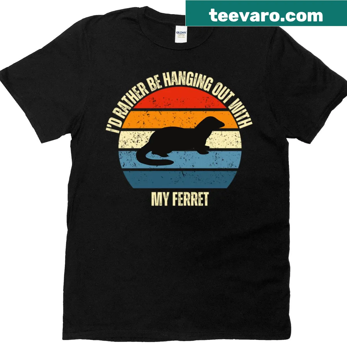 Retro ferret illustration on a casual t-shirt — on a men's t-shirt
