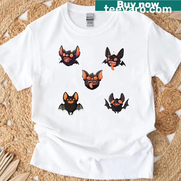 T-shirt featuring a retro Halloween bats design
