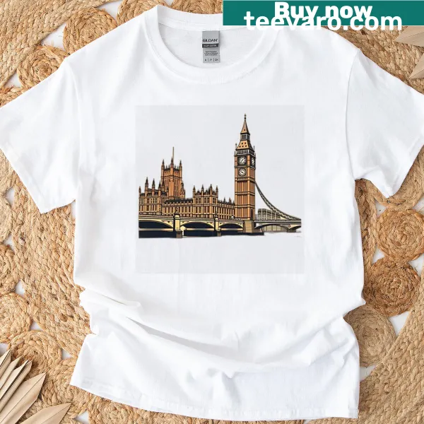 Retro t-shirt featuring Big Ben and Tower Bridge in London