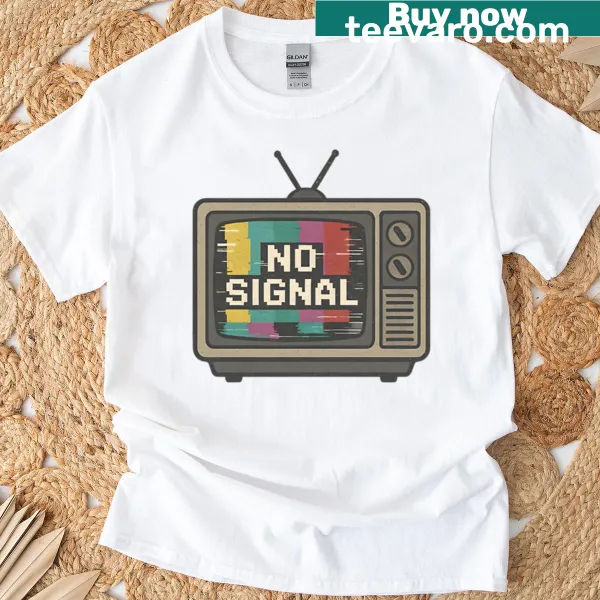 Oversized T-shirt with retro No Signal TV vintage static design