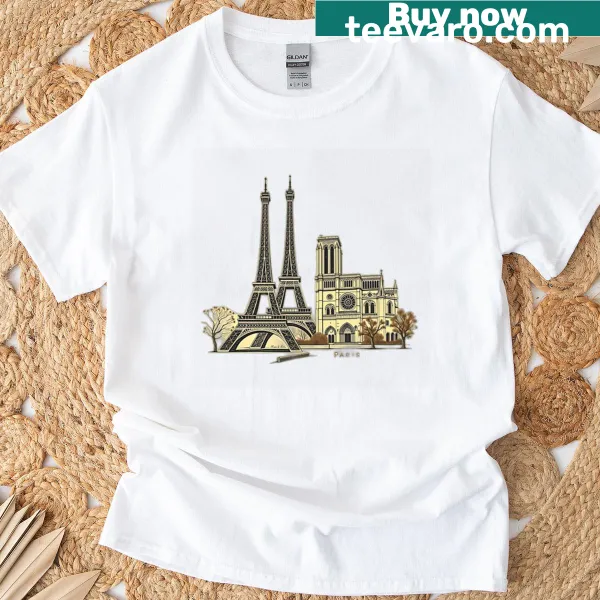 Vintage shirt with Eiffel Tower and Notre-Dame graphic