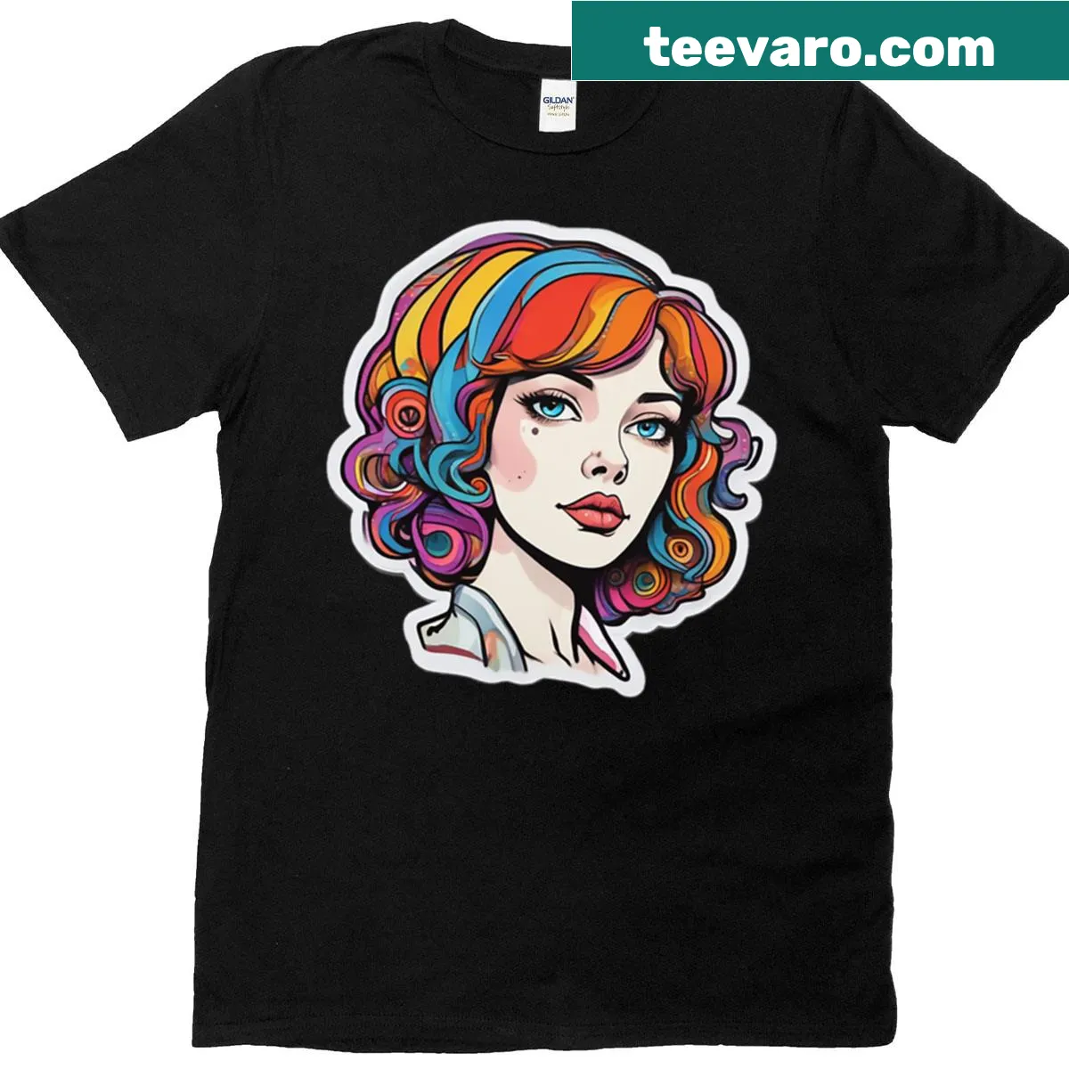 T-shirt featuring retro pop art typography design — on a men's t-shirt
