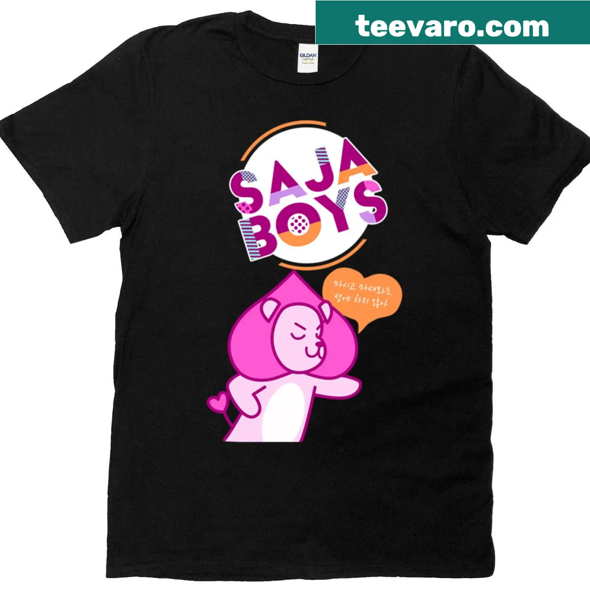 Whimsical Kpop Demon Hunters t-shirt with soda pop illustration — on a men's t-shirt