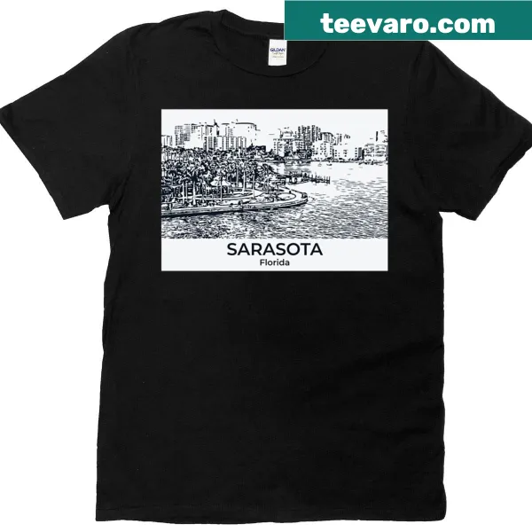 T-shirt featuring a graphic celebrating Sarasota, Florida