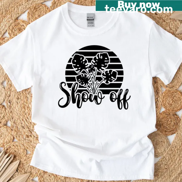 Monstera plant graphic on a T-shirt celebrating plant lovers