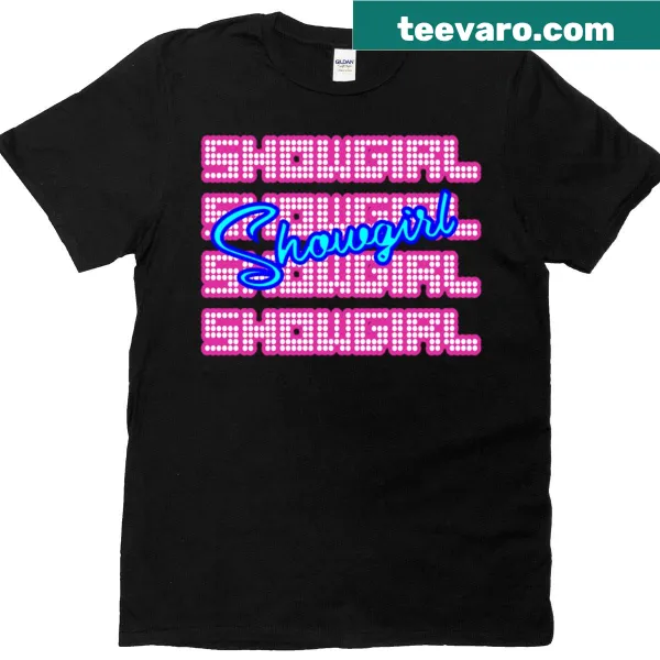 Funny T-shirt with playful illustrations celebrating showgirl era