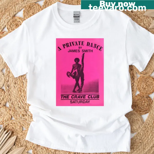 Vintage-style t-shirt featuring a showgirls private dance flyer graphic