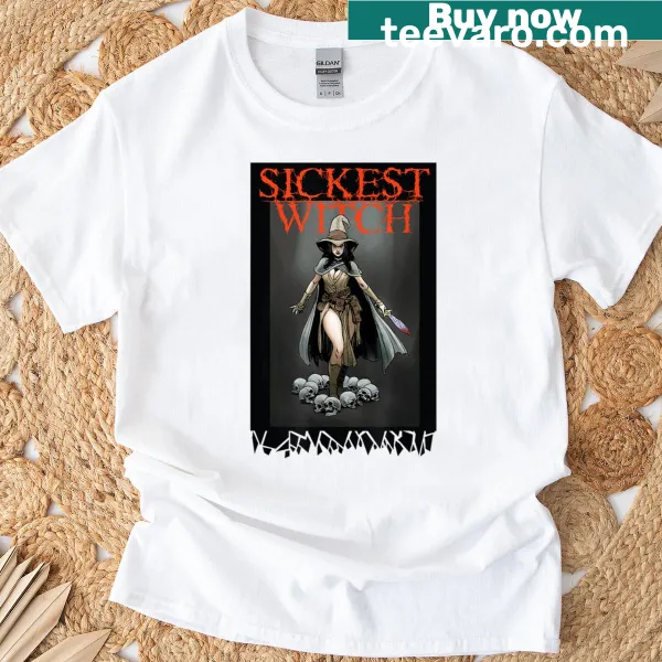 Playful Sickest Witch RPG T-shirt with whimsical illustration