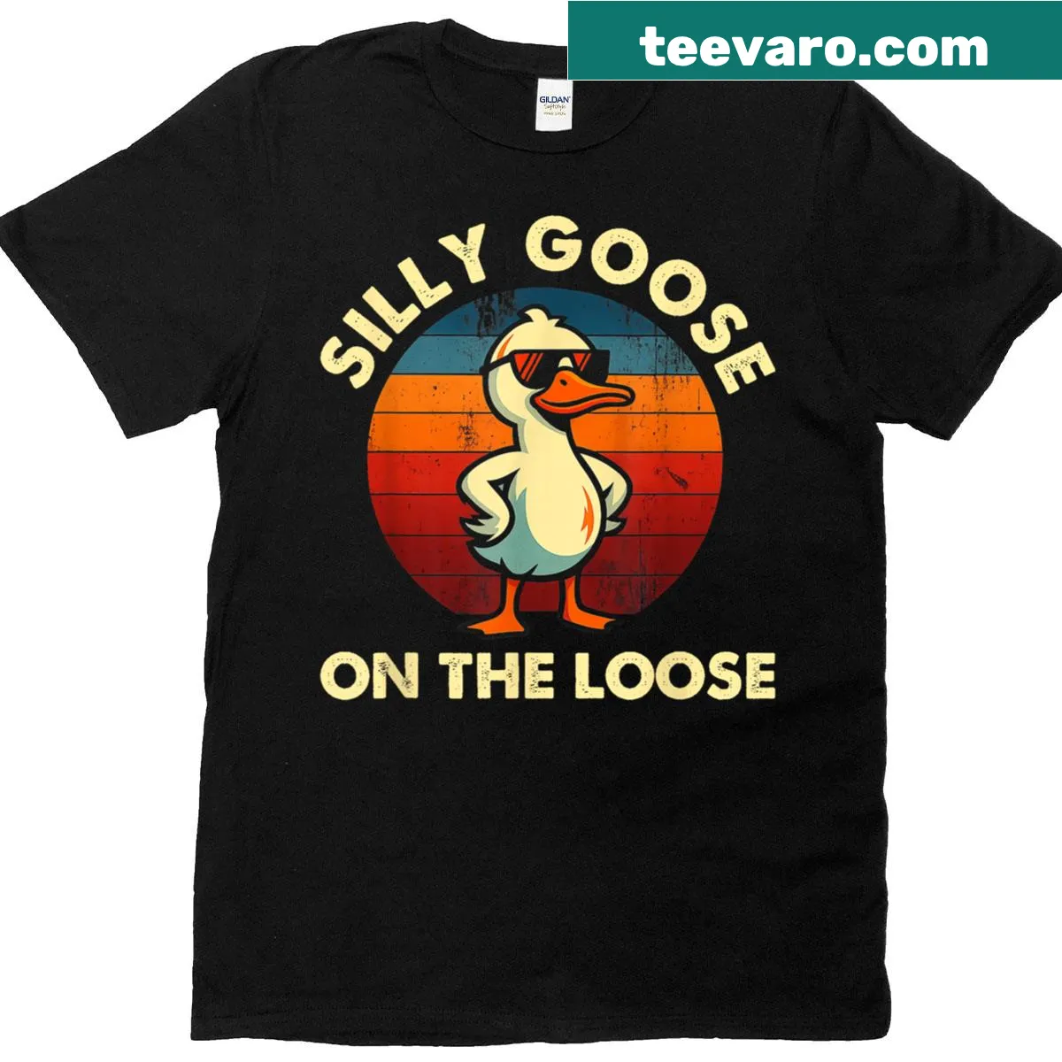 Funny typography Silly Goose men's graphic t-shirt — on a men's t-shirt