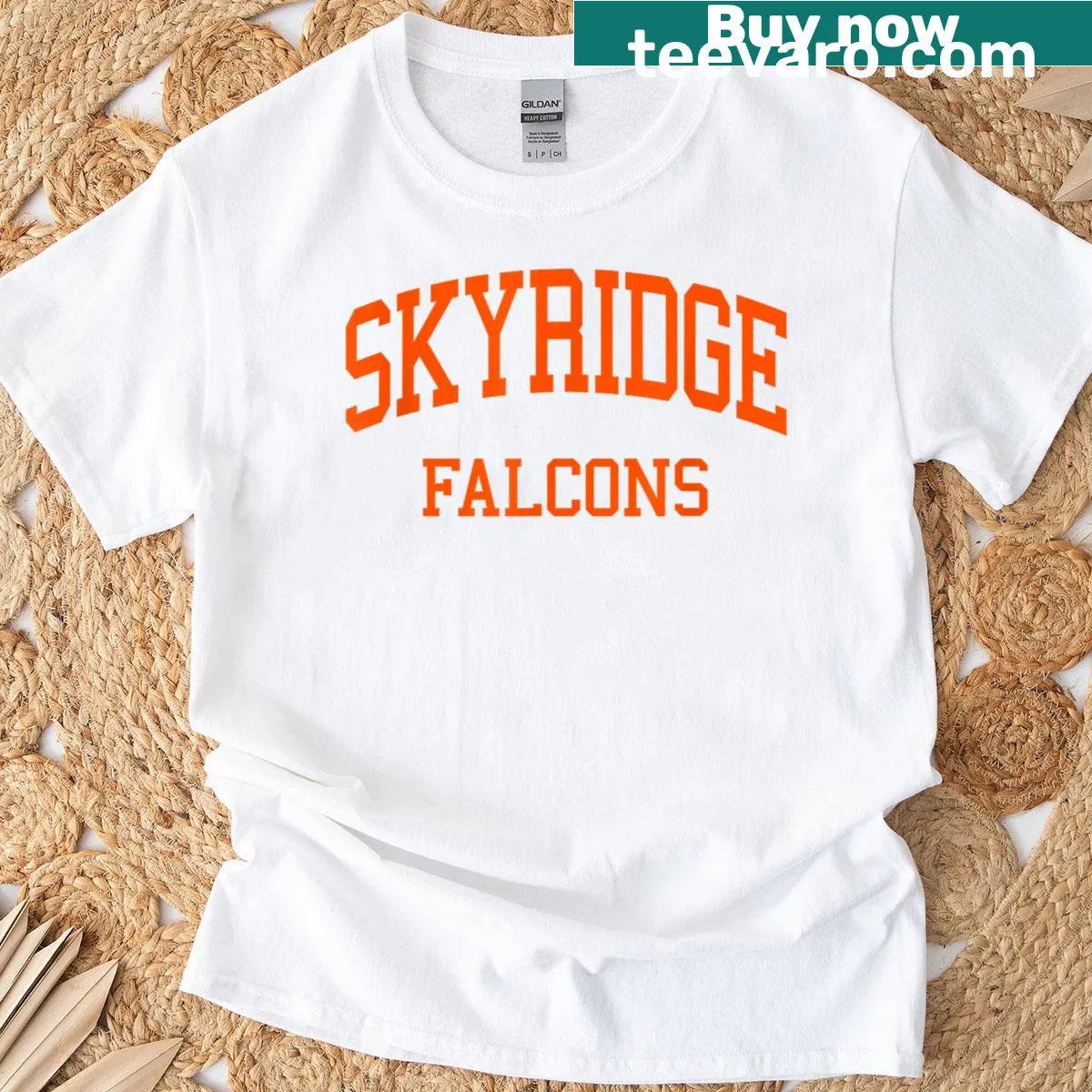 Retro Skyridge High School sports T-shirt with school emblem. — on a men's t-shirt
