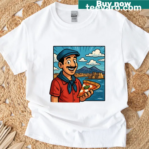 Oversized T-shirt with a vintage design inspired by Naples, Italy.