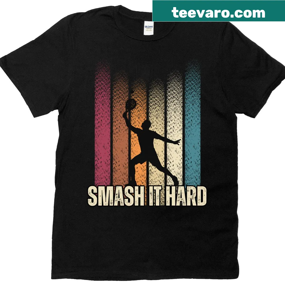 Retro vintage padel tennis player silhouette on oversized T-shirt — on a men's t-shirt