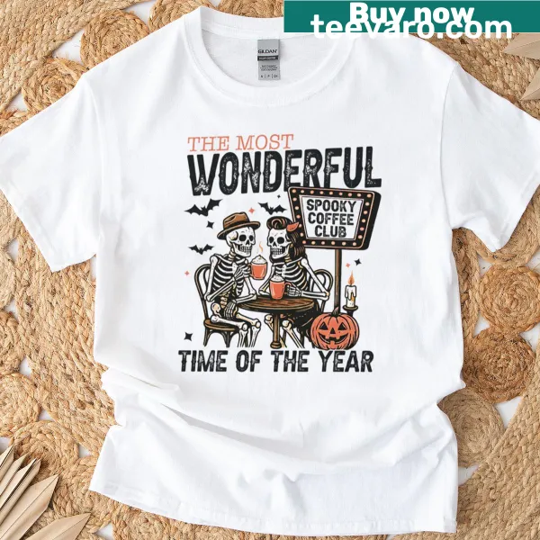 Typography design for the Spooky Coffee Club on a T-shirt