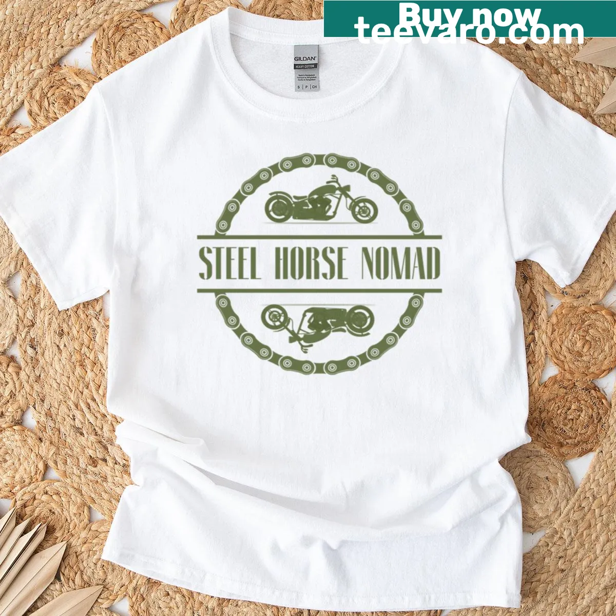 Bold motorcycle design t-shirt for motorcycle enthusiasts — on a men's t-shirt