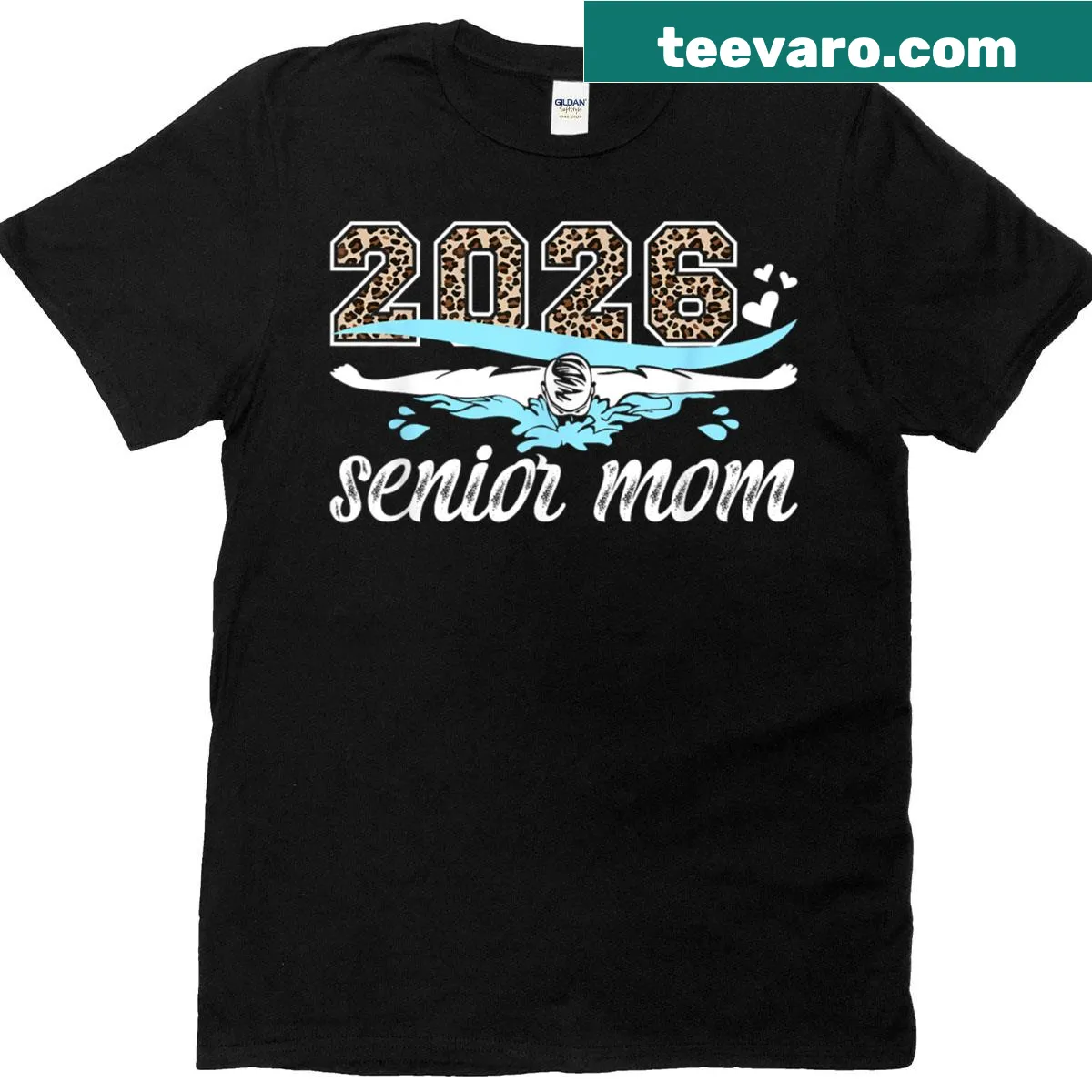 T-shirt for Swim Senior Mom 2026 with leopard print design — on a men's t-shirt