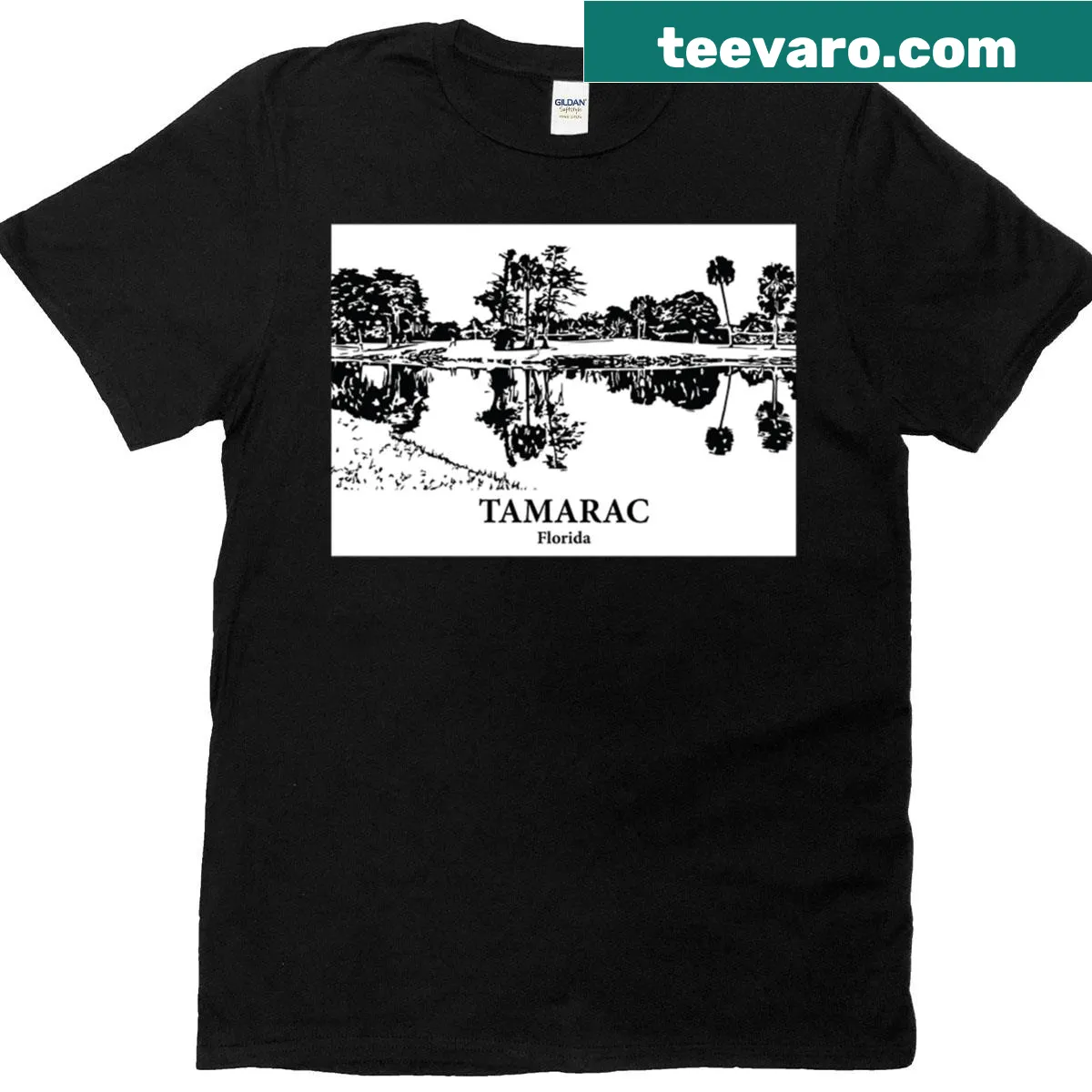 Illustration of Tamarac, Florida on a T-shirt — on a men's t-shirt