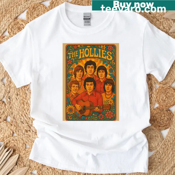 Vintage-style The Hollies band t-shirt with distressed lettering