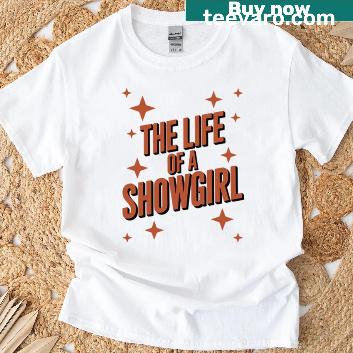 Elegant showgirl illustration on a stylish T-shirt — on a men's t-shirt