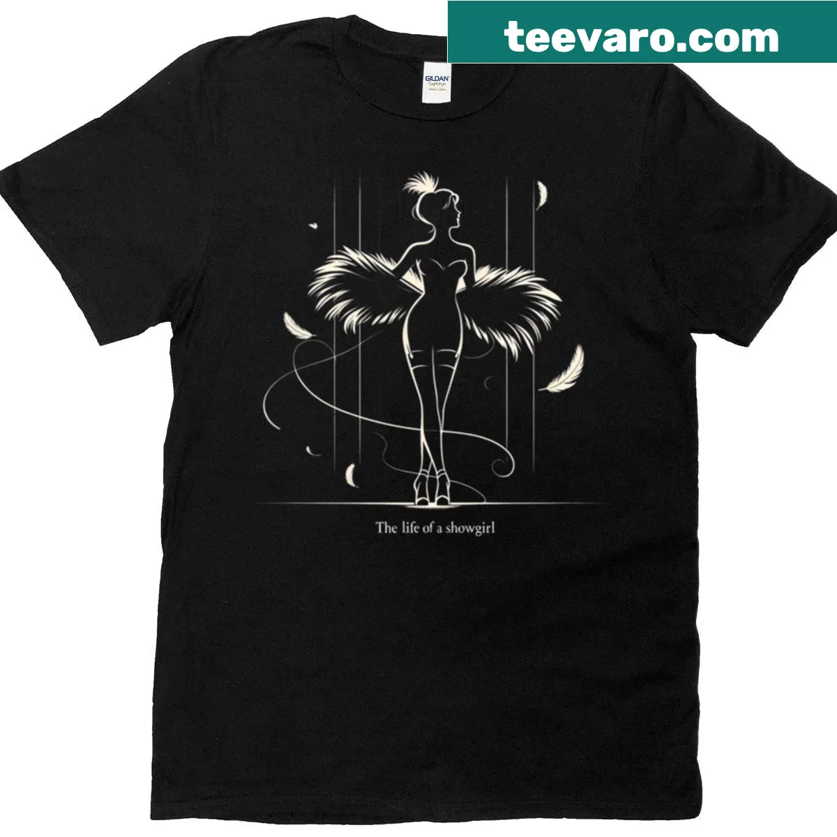 Minimalist dancer design T-shirt celebrating the life of a showgirl — on a men's t-shirt