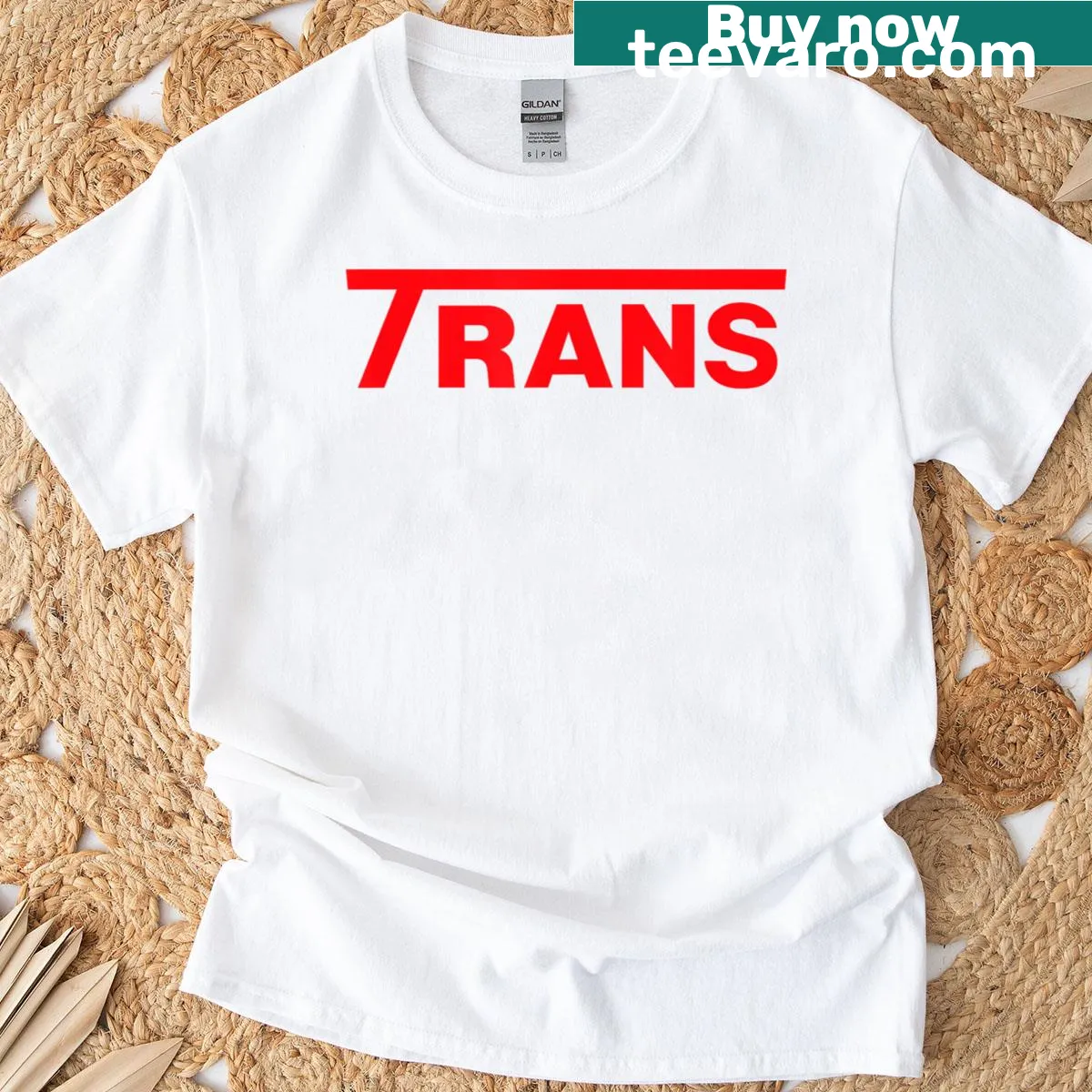 T-shirt featuring the Trans logo in a modern design — on a men's t-shirt