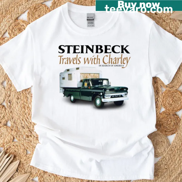 Vintage-style travel-themed graphic T-shirt inspired by Charley's journeys