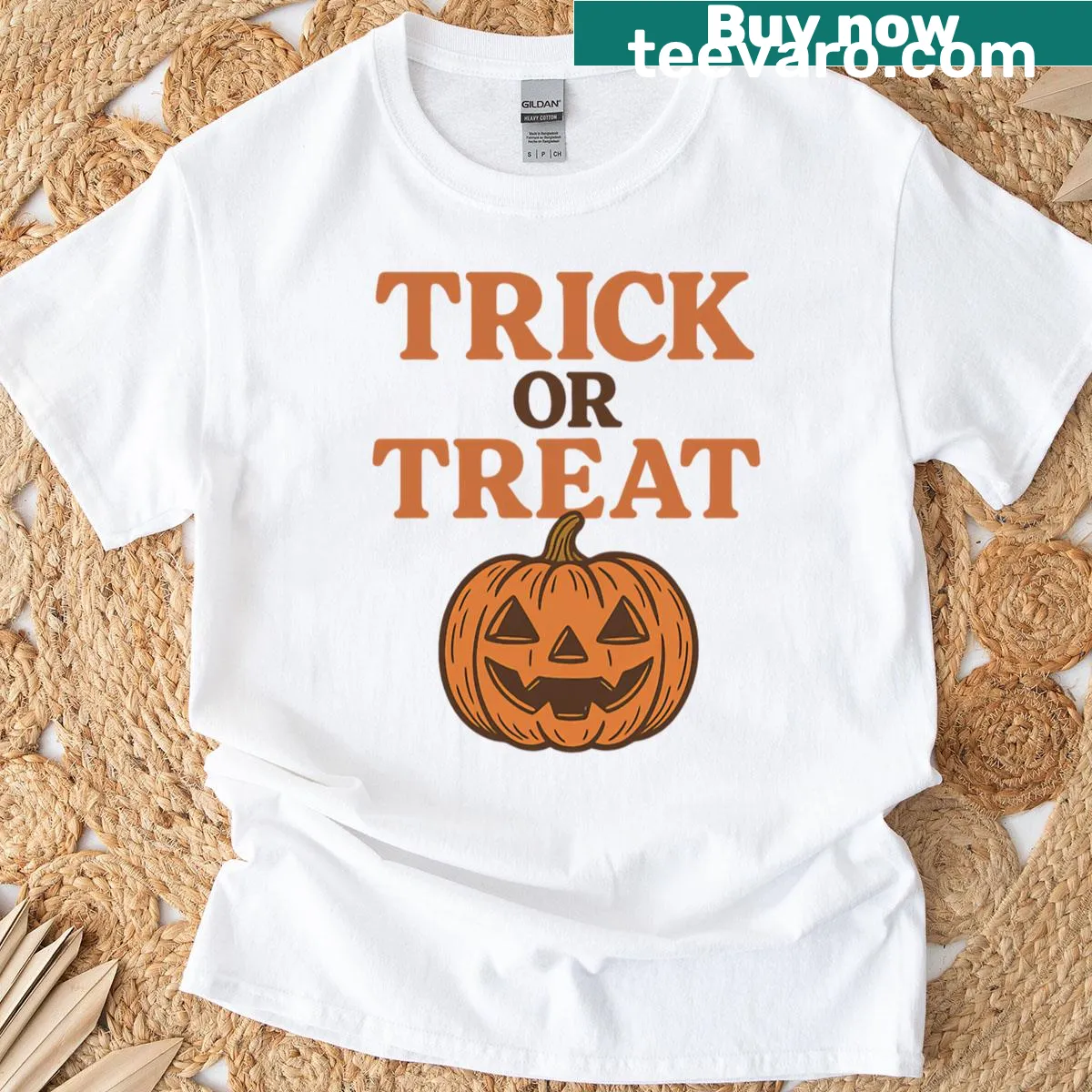 Whimsical pumpkin graphic T-shirt for Halloween celebrations — on a men's t-shirt