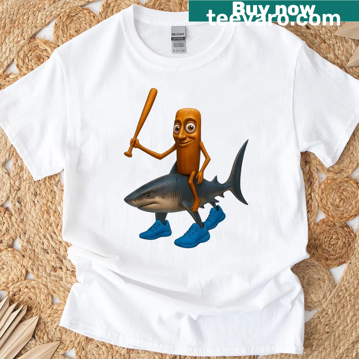 Playful meme graphic T-shirt with cartoon design — on a men's t-shirt