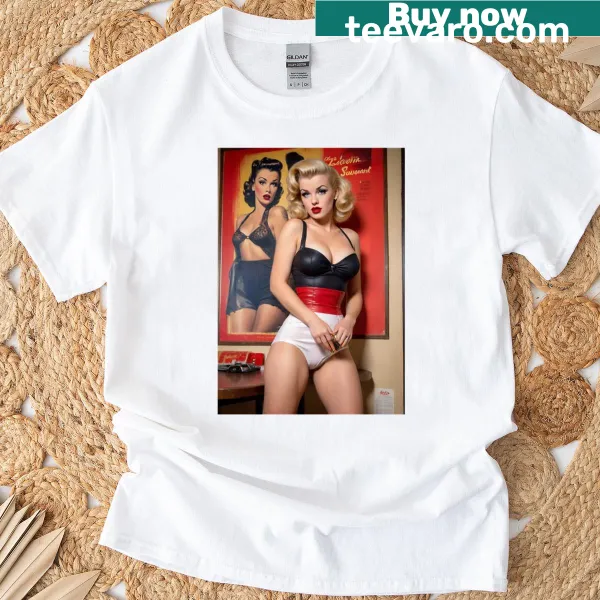 Vintage pinup art oversized T-shirt featuring a blonde illustration